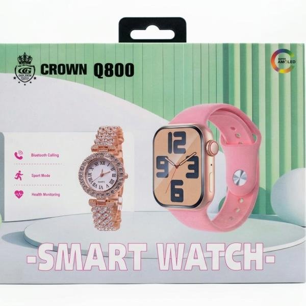 Crown Q800 2-in-1 Smart Watch Combo