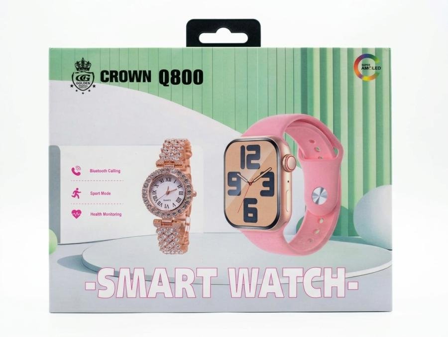Crown Q800 2-in-1 Smart Watch Combo